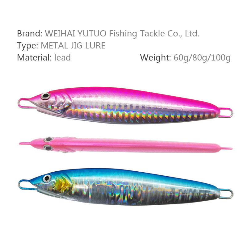 Custom Artificial Hard Bait Knife Jig 60g 80g 100g Slow Pitch Fishing Jigs Saltwater Metal Jigging Lure