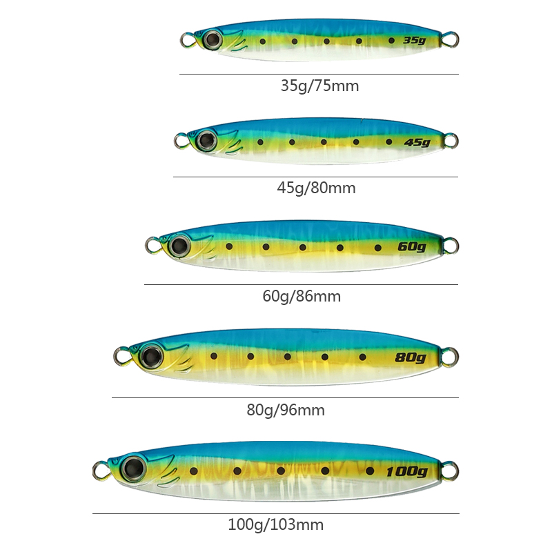 Custom Artificial Hard Bait Knife Jig 35g45g60g80g100g Slow Pitch Sea Bass Fishing Jigs Saltwater Metal Jigging Lure