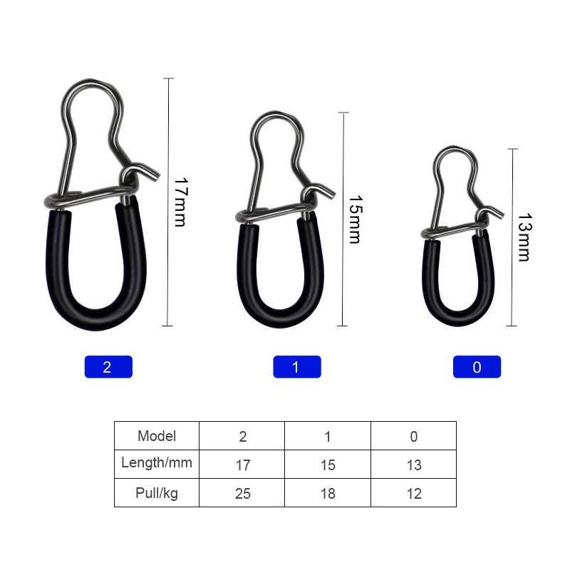 Saltwater Freshwater Stainless Steel Rubber Nice Snap 0#-2# Fishing Swivel Snap Connector Accessories