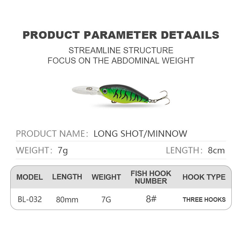 Floating Hard Minnow Lures 7g 80mm Plastic Fishing Lures With 3D Eyes Artificial Bait Top Water Crank Bait