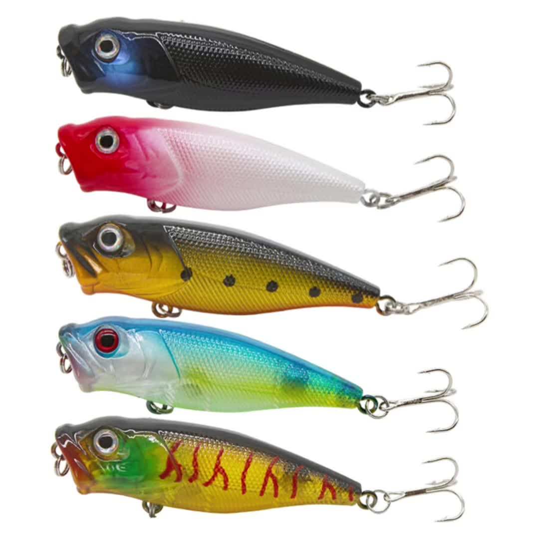 Amazon Hot Sales 7cm 8.5g Artificial Hard Plastic Floating Water Noise Bionic Popper Lures Sea Fishing Lure