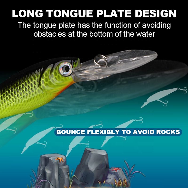 Lure Long Tongue Plate 5g 6 Color 3D Eyes Mini Plastic Hard Wobbler Artificial Bait Built-in Ring Bead