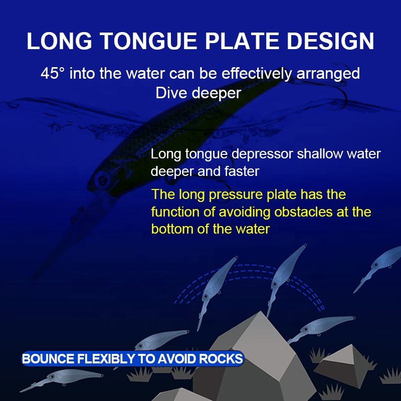 Plastic Fishing Bait Lure Long Tongue Plate Mini Minnow Hard Bait 6.5g Fake Bait Built-in Ring Bead Long Shot Submersible