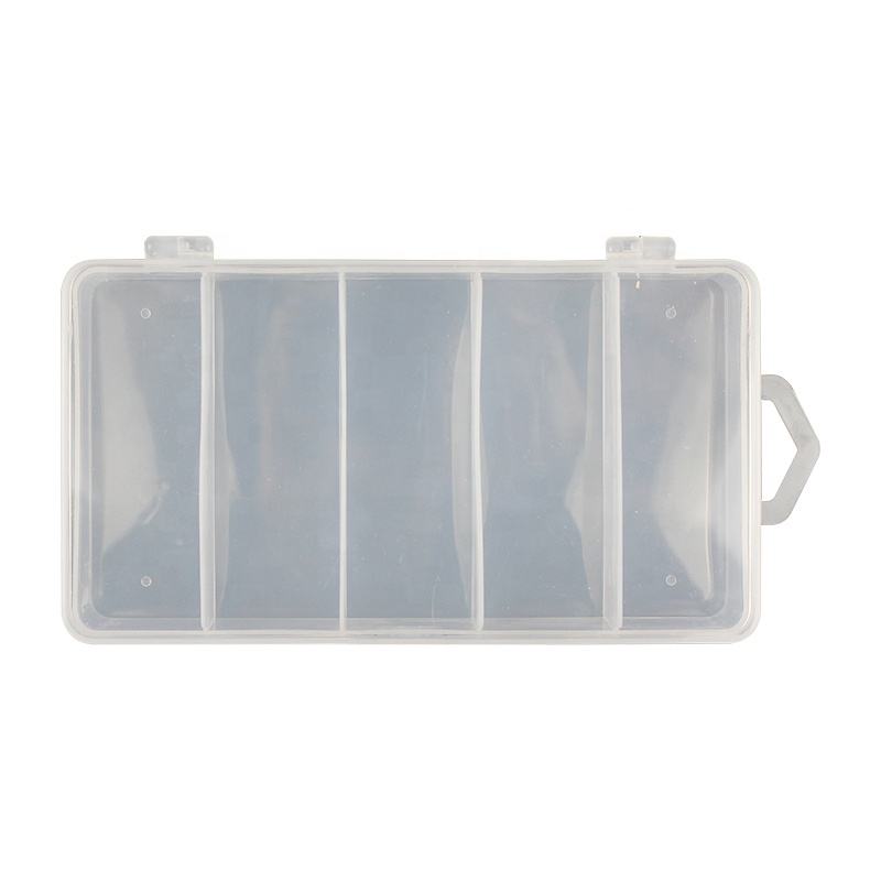 Multifunction Hard Plastic Storage Case Box 17.5*9.5*3cm Transparent Plastic Fishing Lure Bait Fishing Tackle Five Grid Lure Box