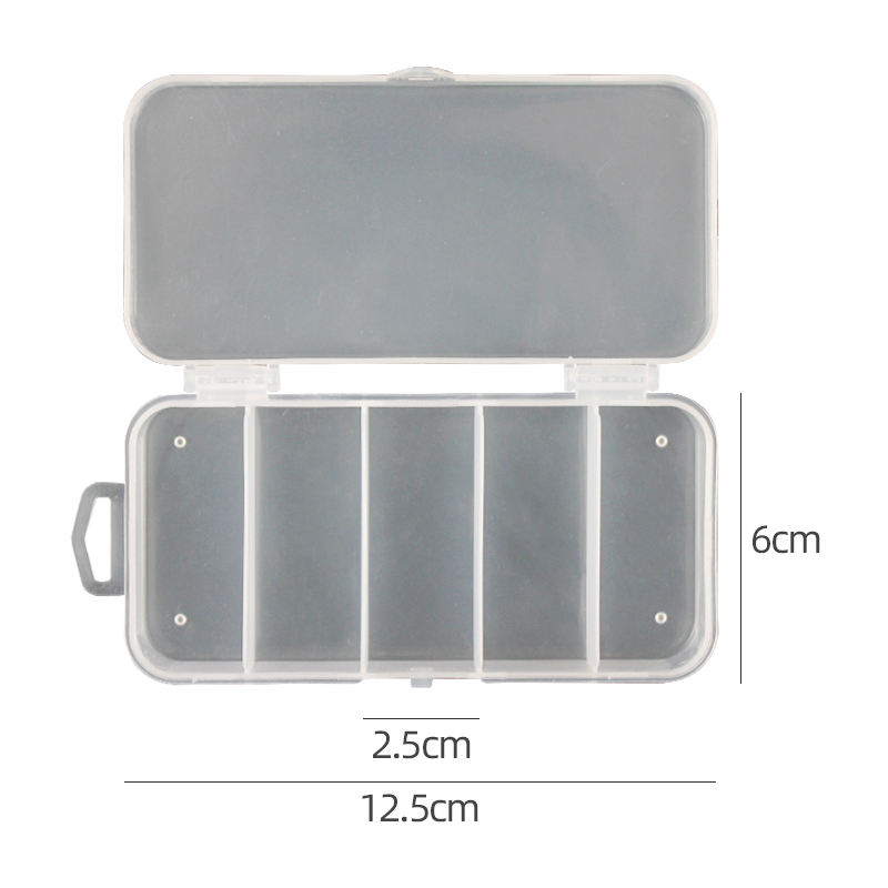 Wholesale Multifunction 5 Grid Transparent Plastic Fishing Tackle Box For 12.5*6*2.3cm Fishing Lure Fishing Tackle Bait