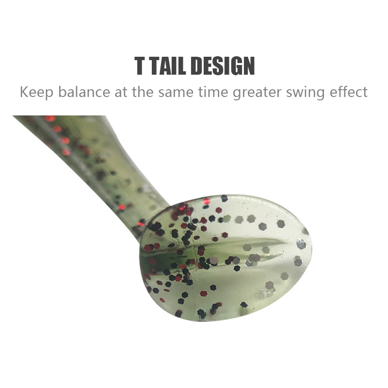 Factory Custom Bulk 6cm 7cm 10cm Artificial Soft Worm T Tail Fishing Lure Salt smell Silicone Bait