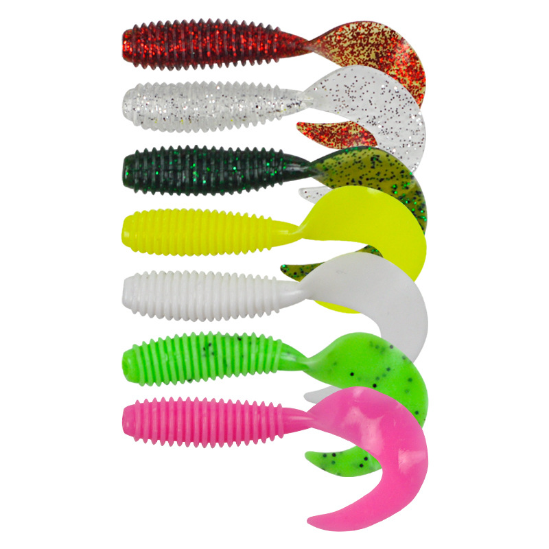 Ocean Boat Fishing Rock Beach Soft Bait 5cm 6cm 6.5cm Worms Rubber Skirt tail Fishing Lure Artificial 8Colors Silicone Baits
