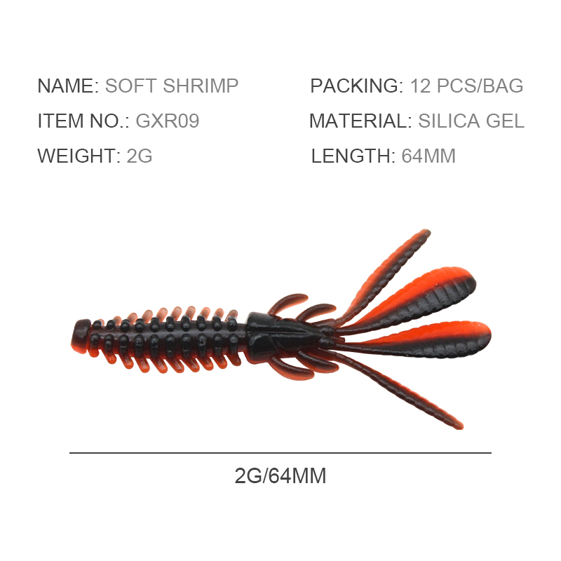 Shrimp Soft Silicone Bait Fishing Lures 2g 64mm Artifical Crankbait Lobster Soft Plastic Lure Fishing Lures