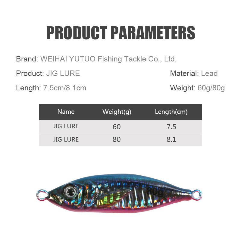 Custom 3D Printing Slow Fishing Luminous S-type Lead Lure Fishing Bait 60g 80g Saltwater Jig Metal Fishing Lures Bait