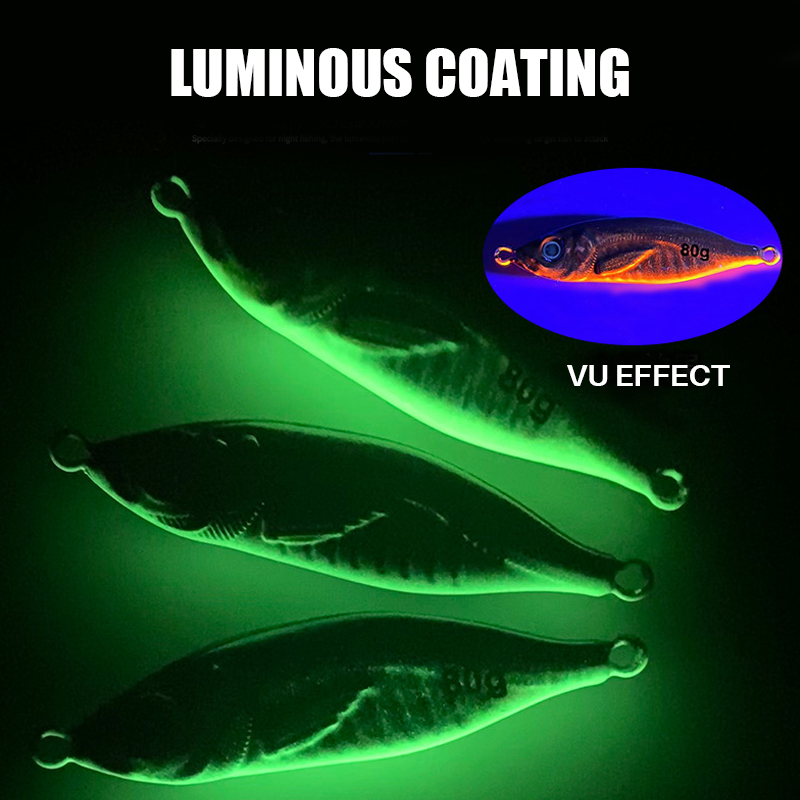 Custom 3D Printing Slow Fishing Luminous S-type Lead Lure Fishing Bait 60g 80g Saltwater Jig Metal Fishing Lures Bait