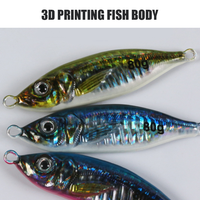 Custom 3D Printing Slow Fishing Luminous S-type Lead Lure Fishing Bait 60g 80g Saltwater Jig Metal Fishing Lures Bait