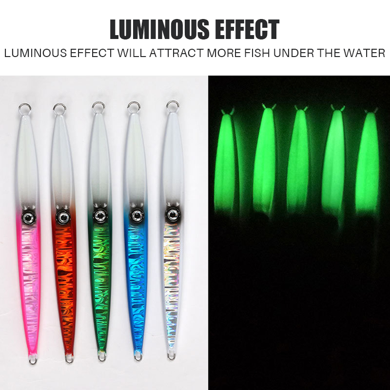 Metal Saltwater Fishing Lure 40g-500g Vertical Luminous Slow Jig Lure Bass Baits