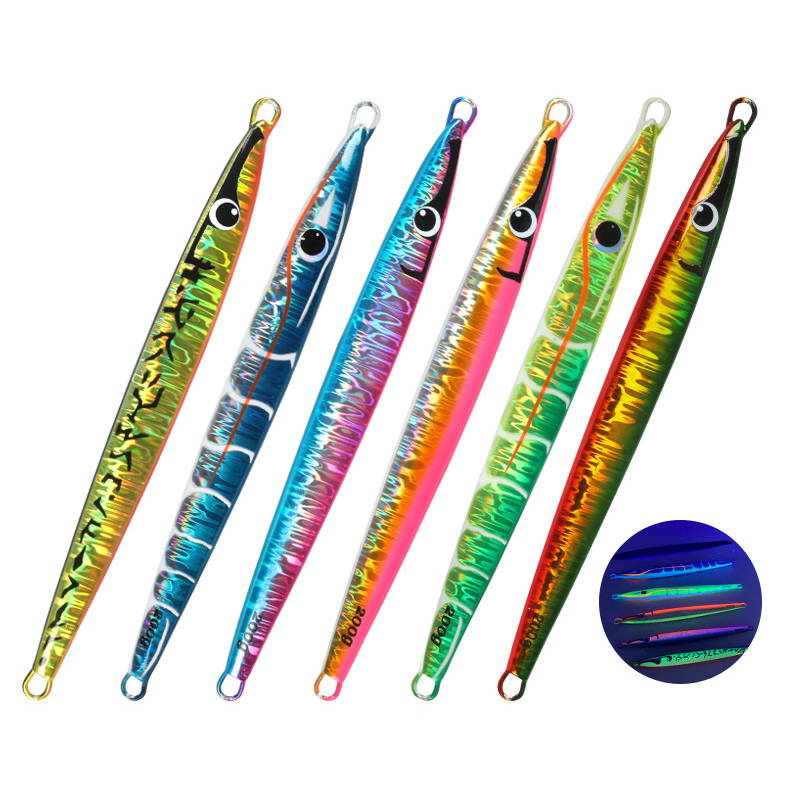 Metal Jig Lures 160g 200g Deep Sea Sinking Slow Falling Lure Peche Jigs Fishing Lures Luminous and UV Lead Jigs for Salt Water