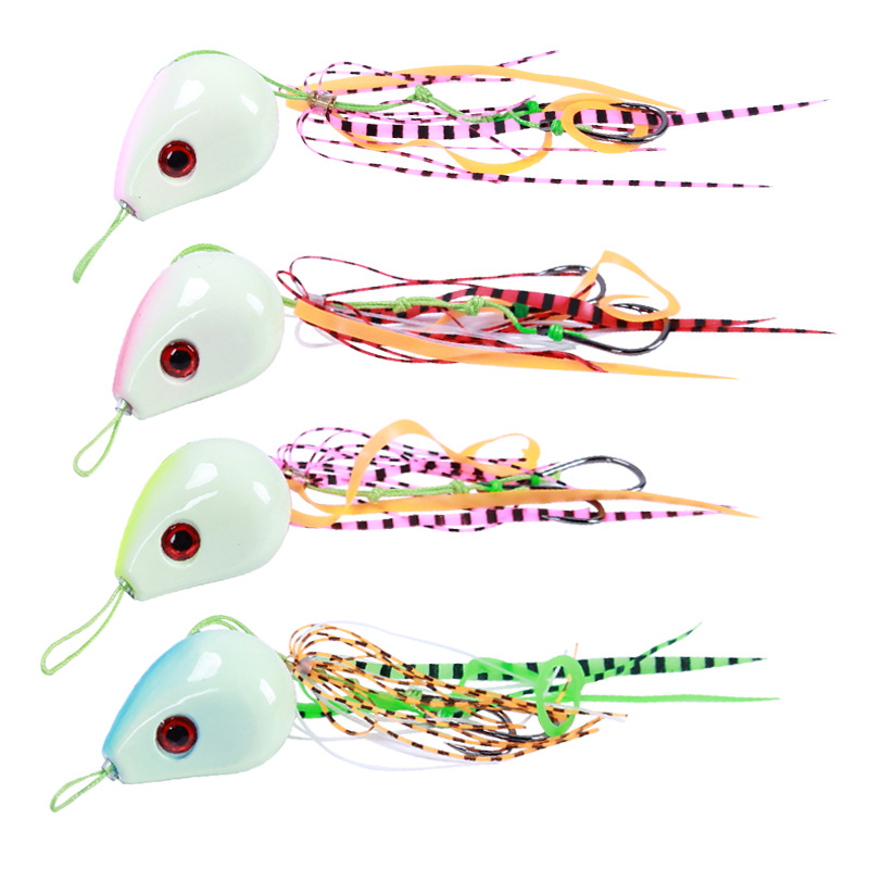 Metal Jig Lead Head Octopus Silicone Rubber Skirt Grouper Slow Pitch Lure Fishing Jigging Angler Bait