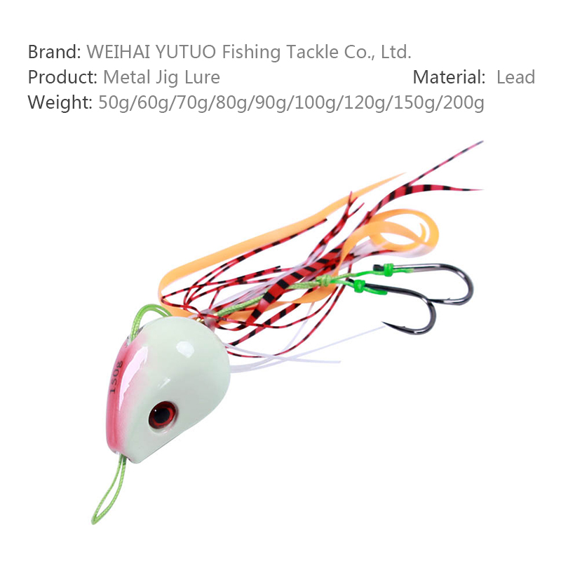 Metal Jig Lead Head Octopus Silicone Rubber Skirt Grouper Slow Pitch Lure Fishing Jigging Angler Bait