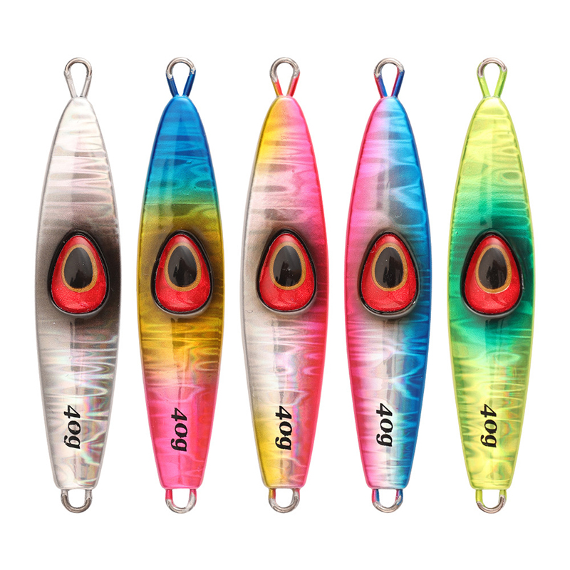 Slow Sinking Bionic Red Eyes Metal Fishing Lure 40g 60g 80g Saltwater Jigging Lead Fish Bait Artificial Fishing Tackle Gear