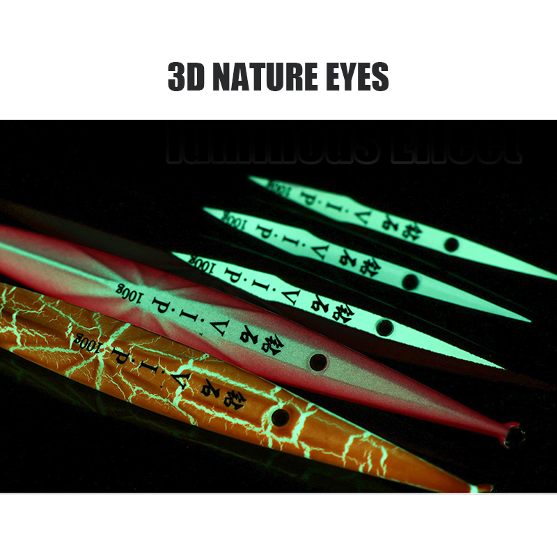 Fast Sinking Hard Vertical Jigging Fishing Lure Luminous Diamond Metal Bait 100/150/200/250g 3D Eye Lifelike Trolling Jigs Lure