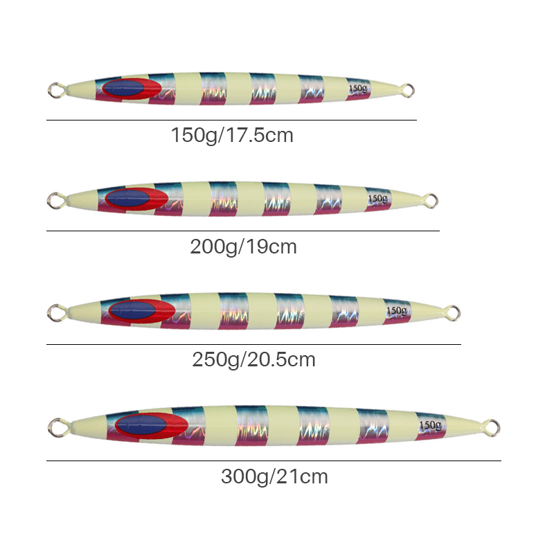 Metal Jigging Lead Lure 150g 200g 250g 300g Artificial Saltwater Sinking Luminous Hard Bait Lead Fish Lure