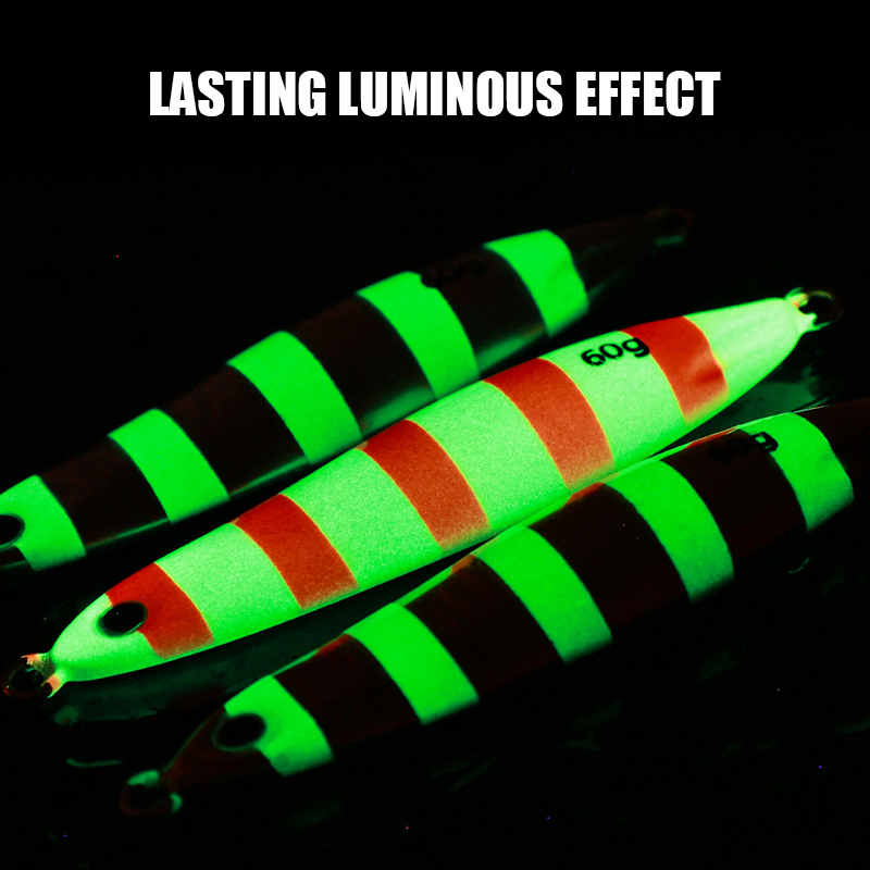 Saltwater Fishing lure Metal Jig 20g 30g 40g 60g Artificial Glow Slow Jigging Lure Metal Slow Jigs