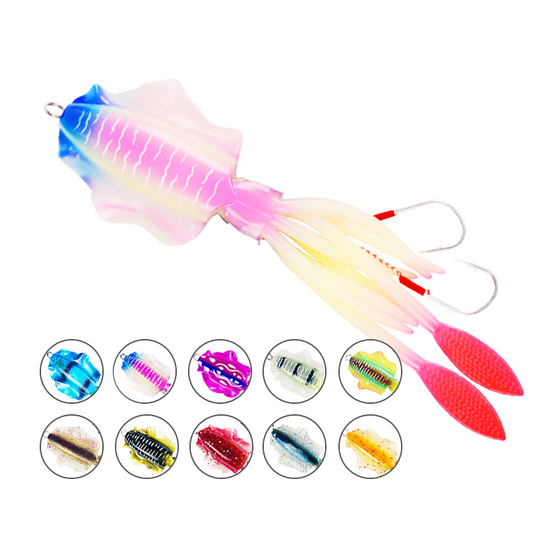 UV Luminous Bionic Squid Jig Fishing Lures 120g 150g Sea Fishing Wobbler Bait Artificial Silicone Octopus Bait