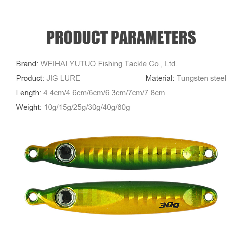 Japan Quality TG Tungsten Sea Fishing Metal Jig Lure 10g 15g 25g 30g 40g 60g Sea Shore Throwing Slow Pitch Jigging Lure Bait