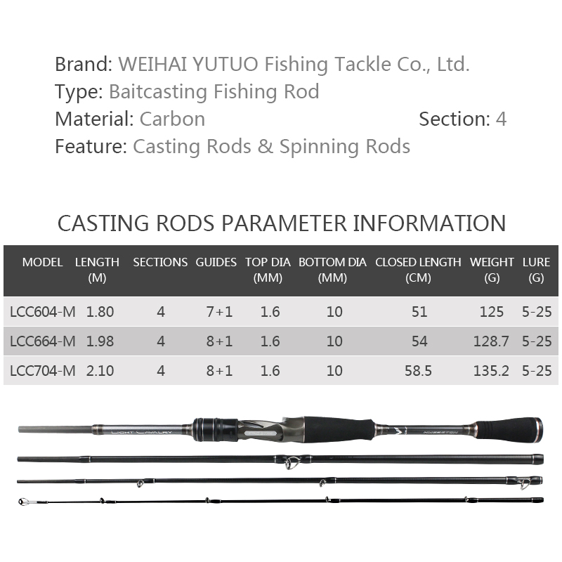 Extendable Lure Fishing Rod M Section 1.8m 1.98m 2.10m High Carbon Fiber Custom Carp Sea Bass Fishing Rod Bait Casting Lure Rod