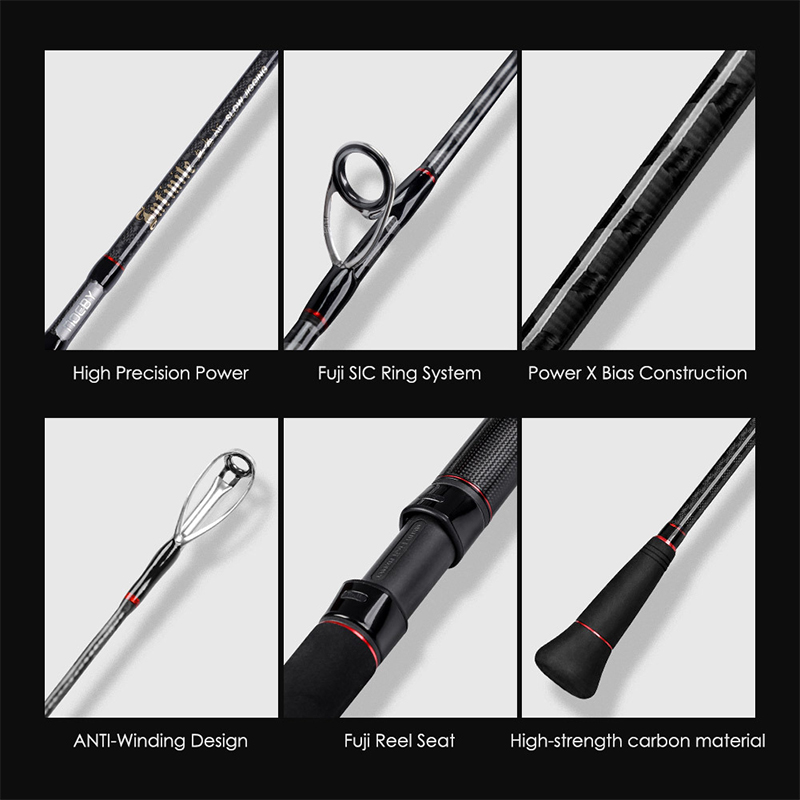 Custom 6'5'' Saltwater Casting And Spinning Fishing Rod Slow Jigging Fishing Rods Carbon Fiber Slow Pitch Jigging Rods